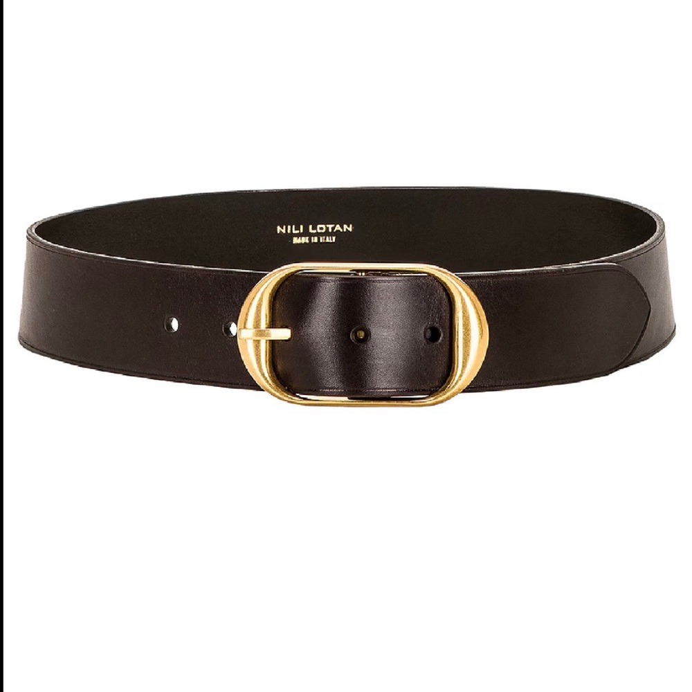 Nili Lotan Nili Belt, Dark Brown & Antique Brass, Size 85